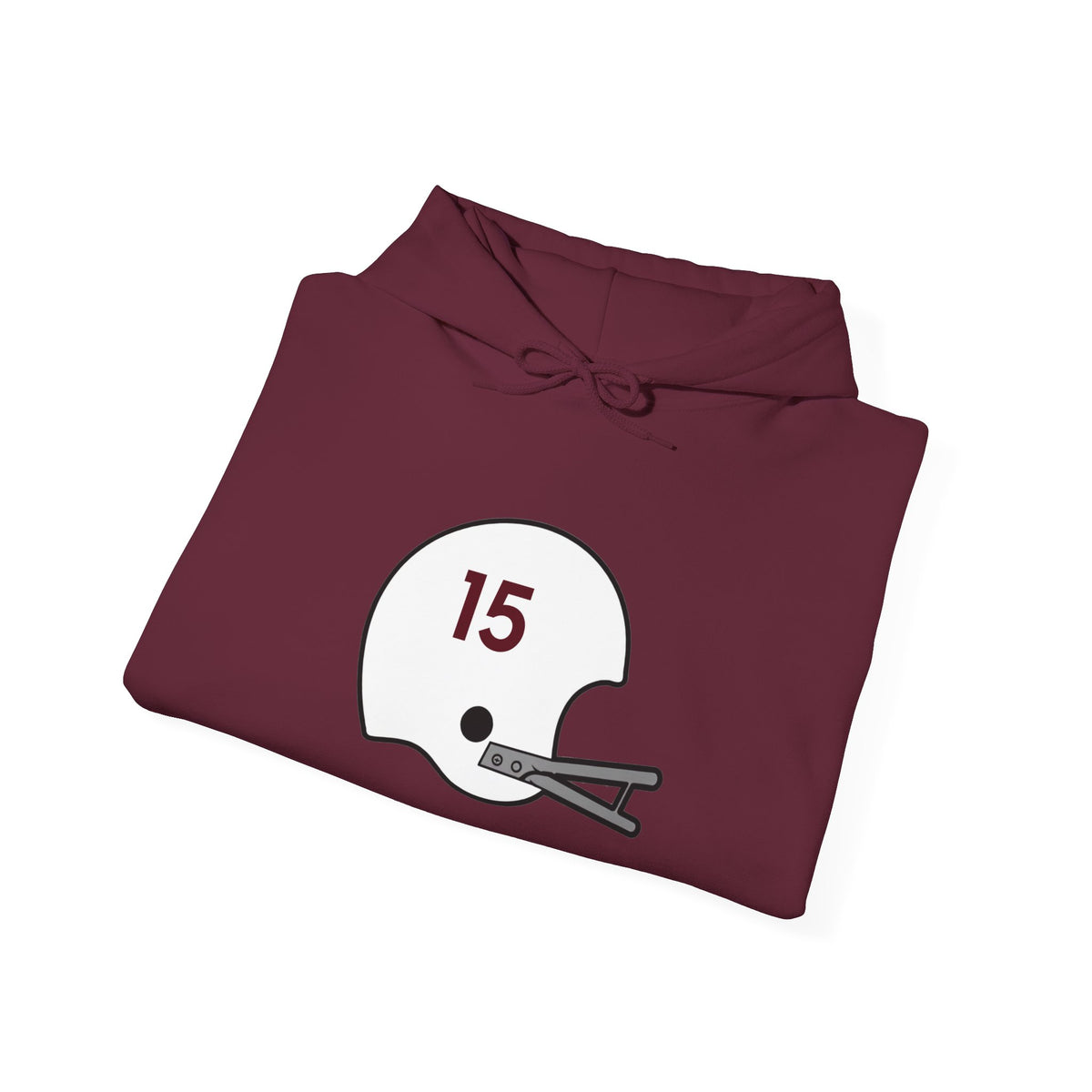 Maroon & White #15 Football Hoodie — College Team Fan Pullover