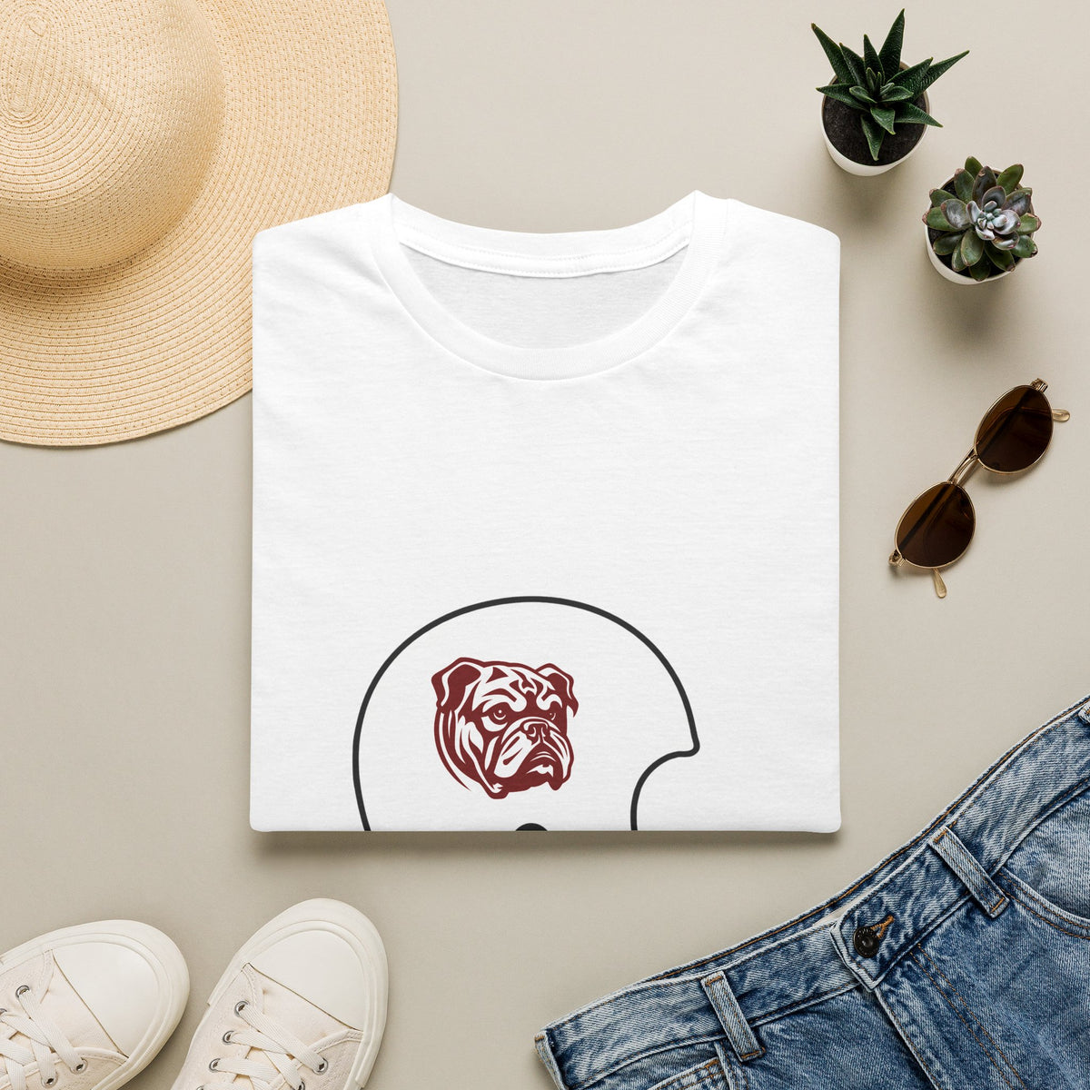 Maroon & White Vintage Helmet- Bulldog White