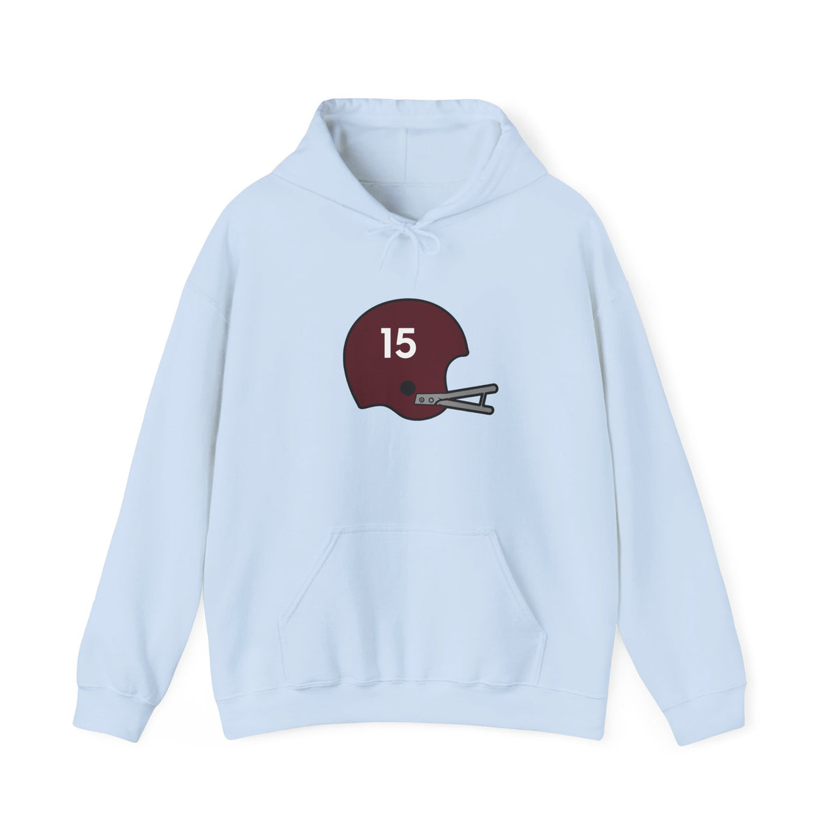 Maroon & White #15 Football Hoodie — College Team Fan Pullover