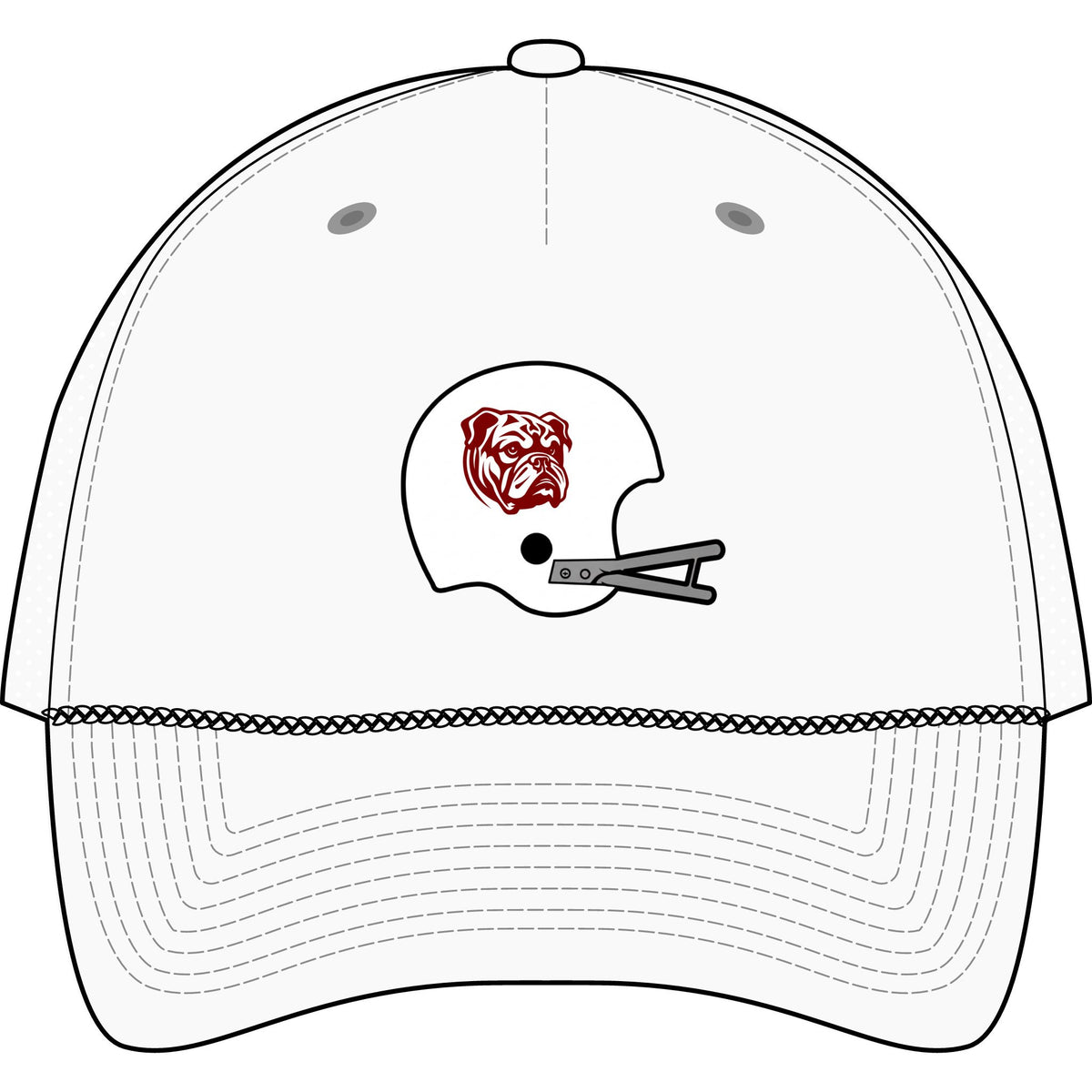 Maroon & White Helmet- Five-Panel Trucker Rope Cap