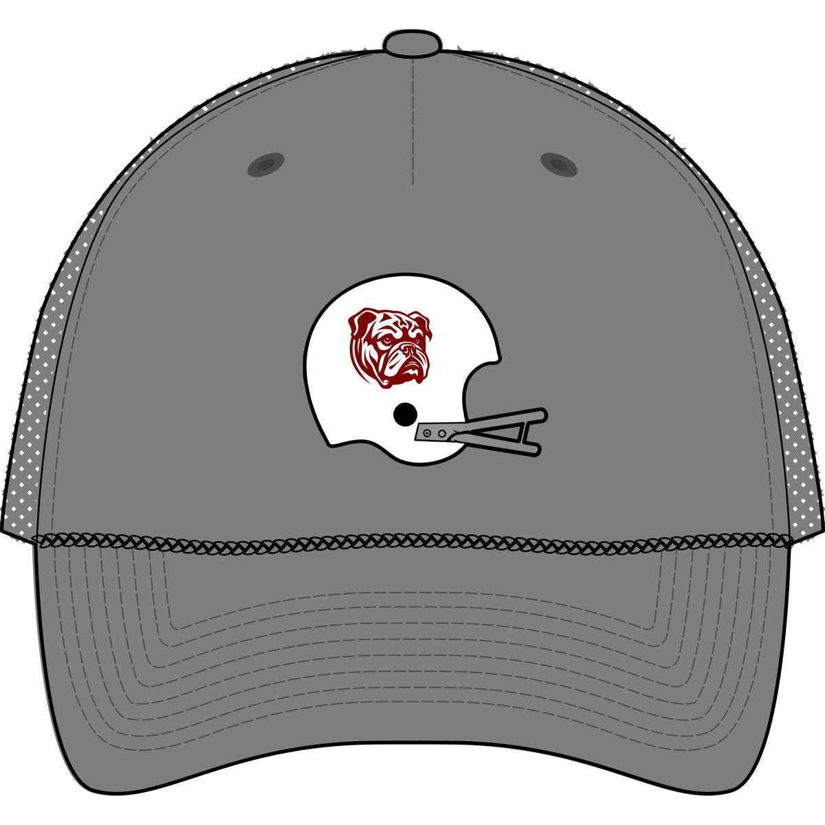 Maroon & White Helmet- Five-Panel Trucker Rope Cap