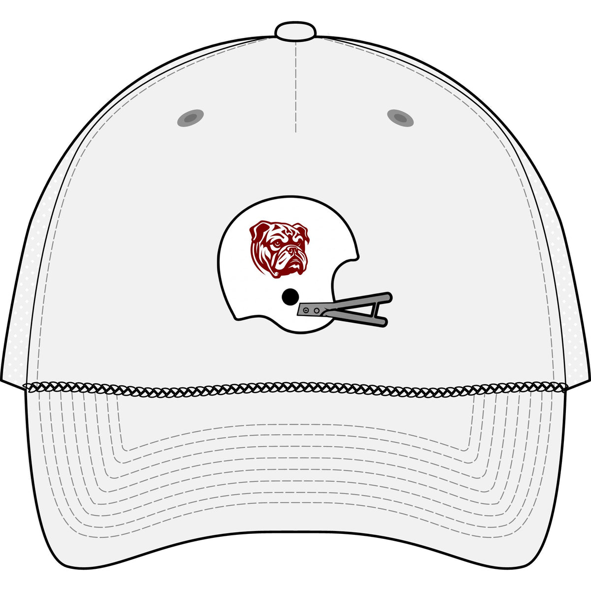 Maroon & White Helmet- Five-Panel Trucker Rope Cap