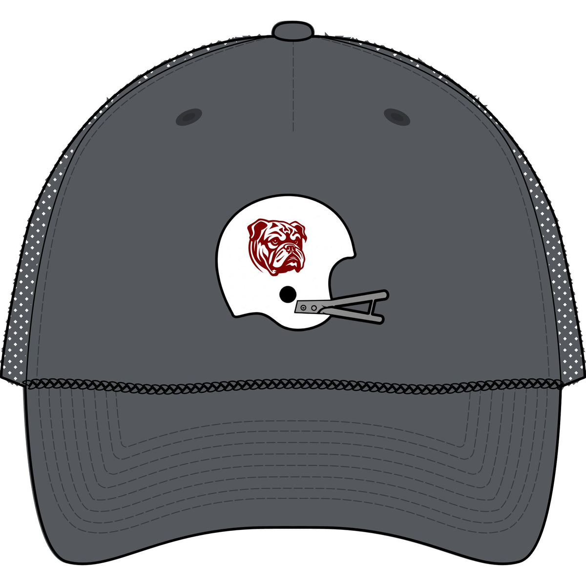 Maroon & White Helmet- Five-Panel Trucker Rope Cap