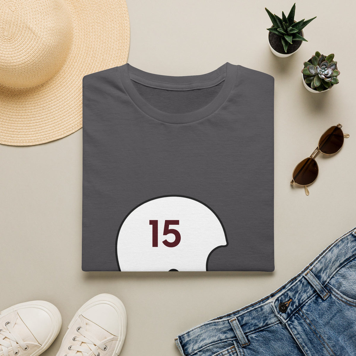 Maroon & White #15 Vintage Helmet- White