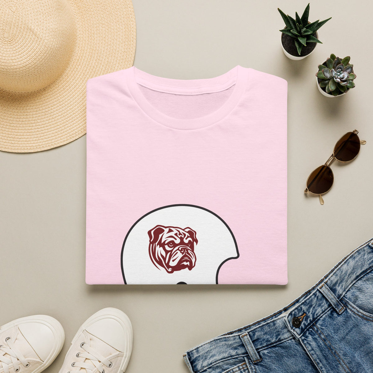 Maroon & White Vintage Helmet- Bulldog White