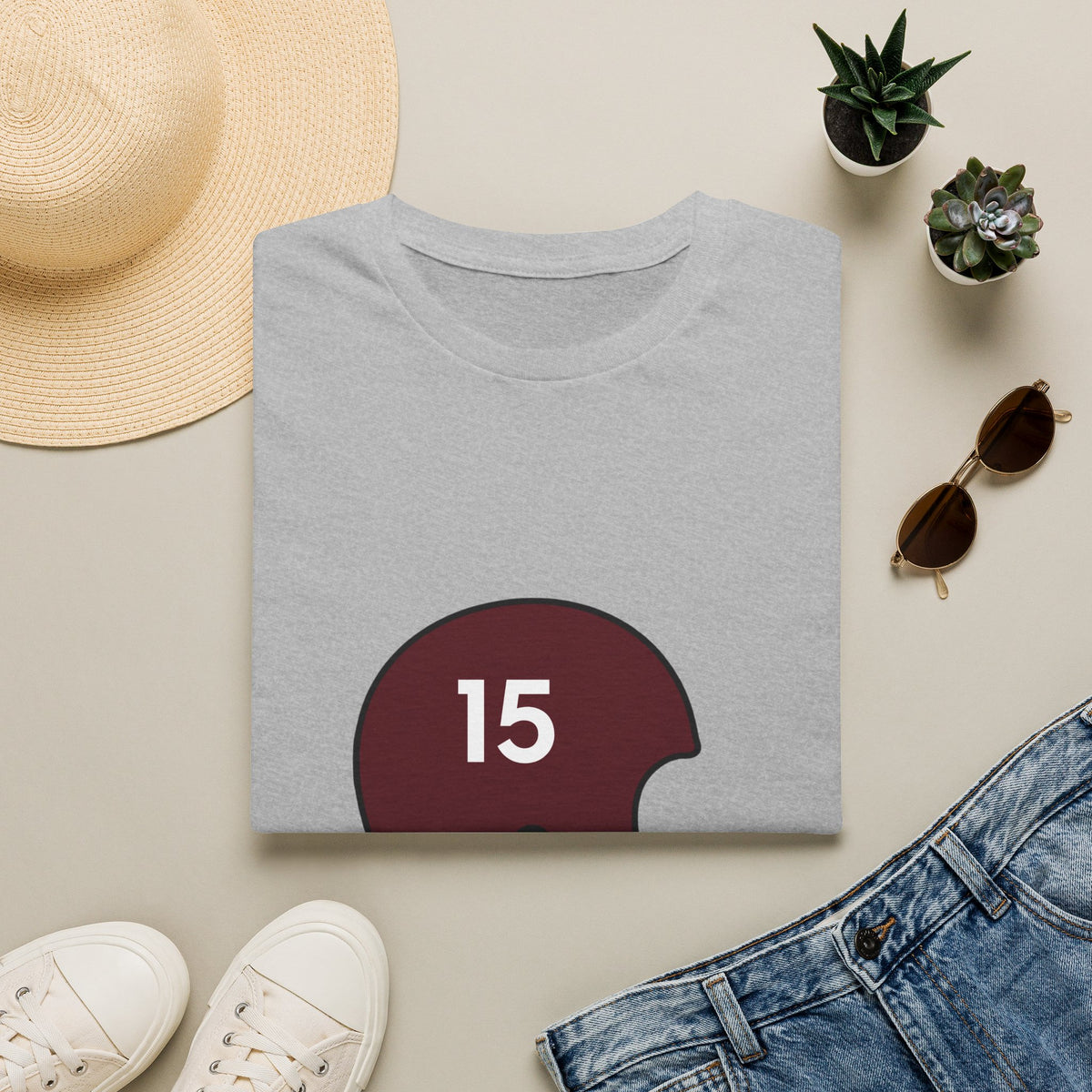 Maroon & White Vintage Helmet- #15