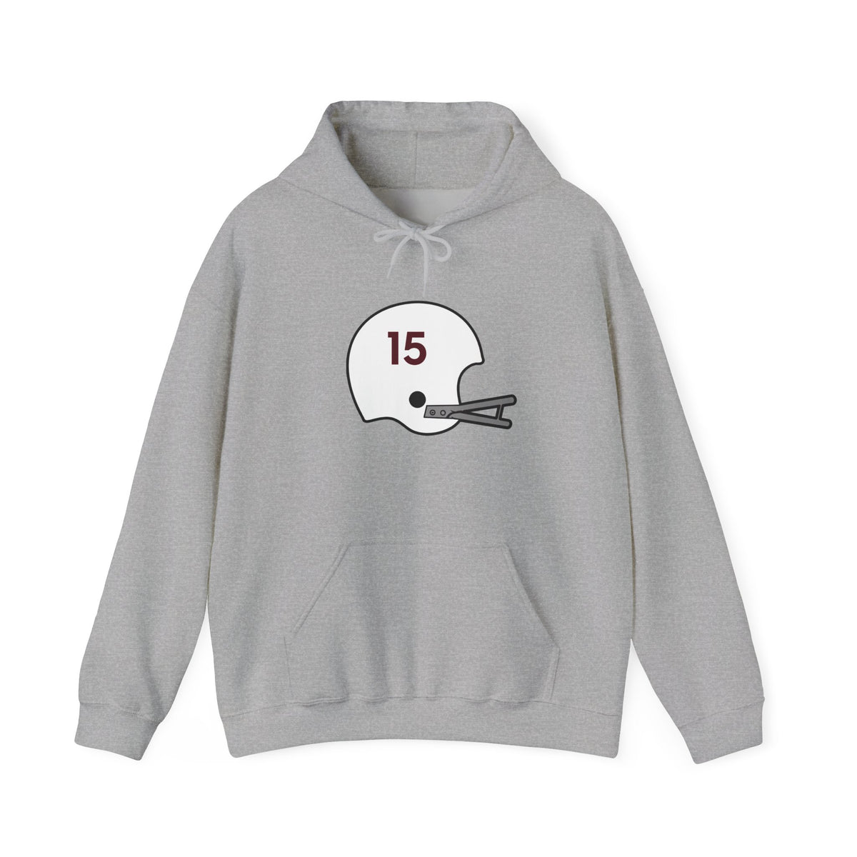 Maroon & White #15 Football Hoodie — College Team Fan Pullover
