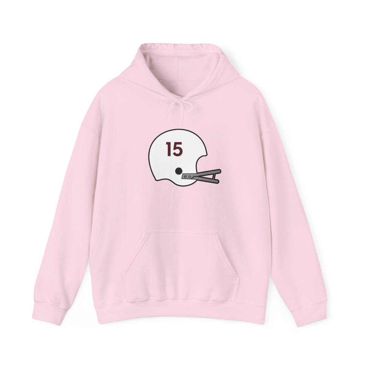Maroon & White #15 Football Hoodie — College Team Fan Pullover