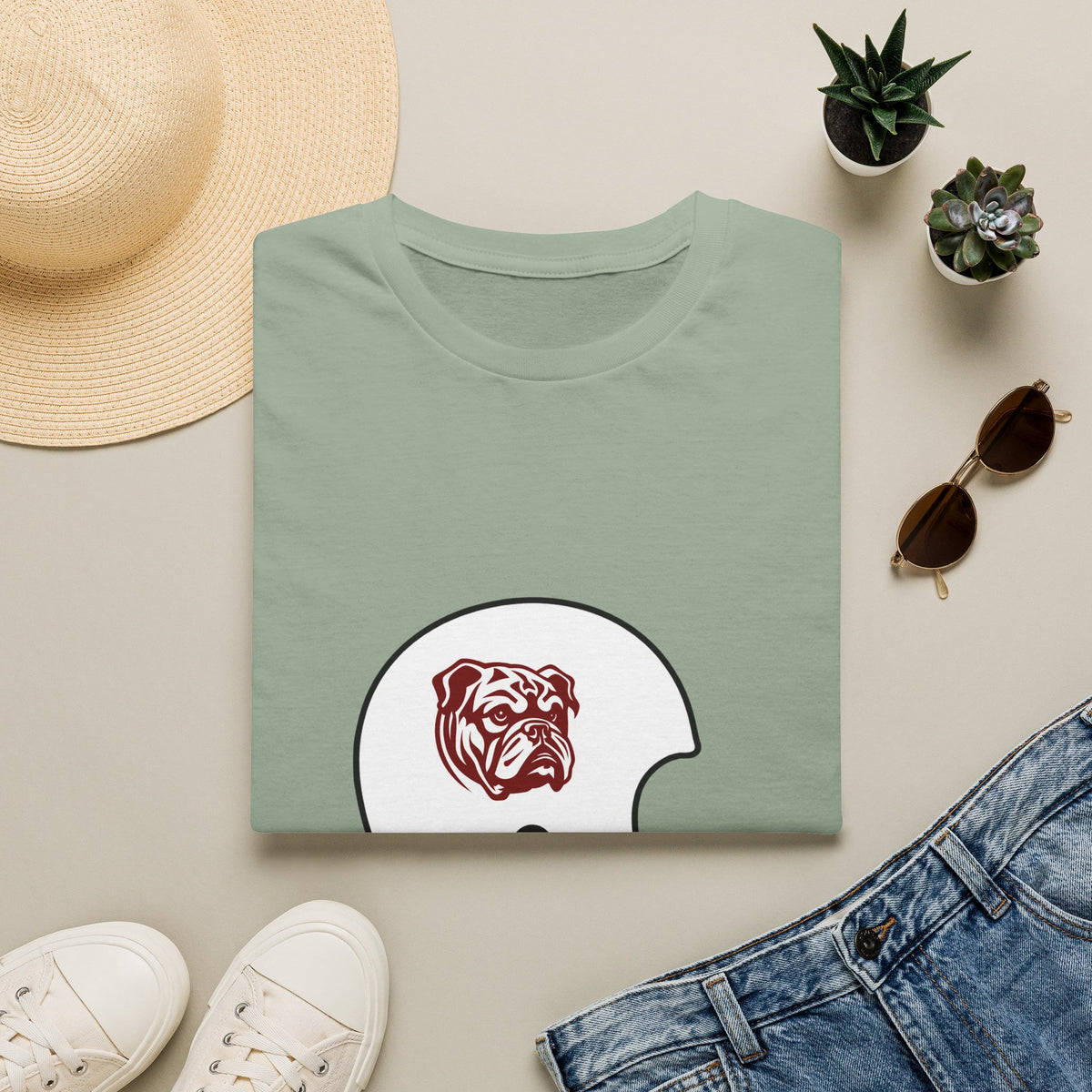 Maroon & White Vintage Helmet- Bulldog White