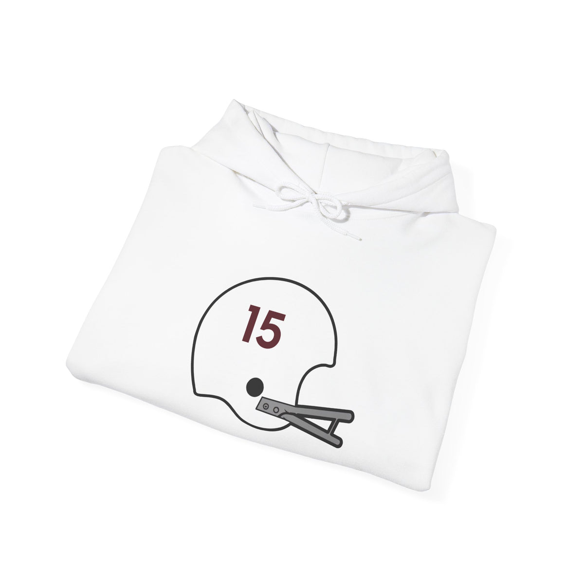 Maroon & White #15 Football Hoodie — College Team Fan Pullover