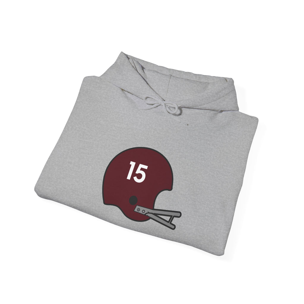 Maroon & White #15 Football Hoodie — College Team Fan Pullover