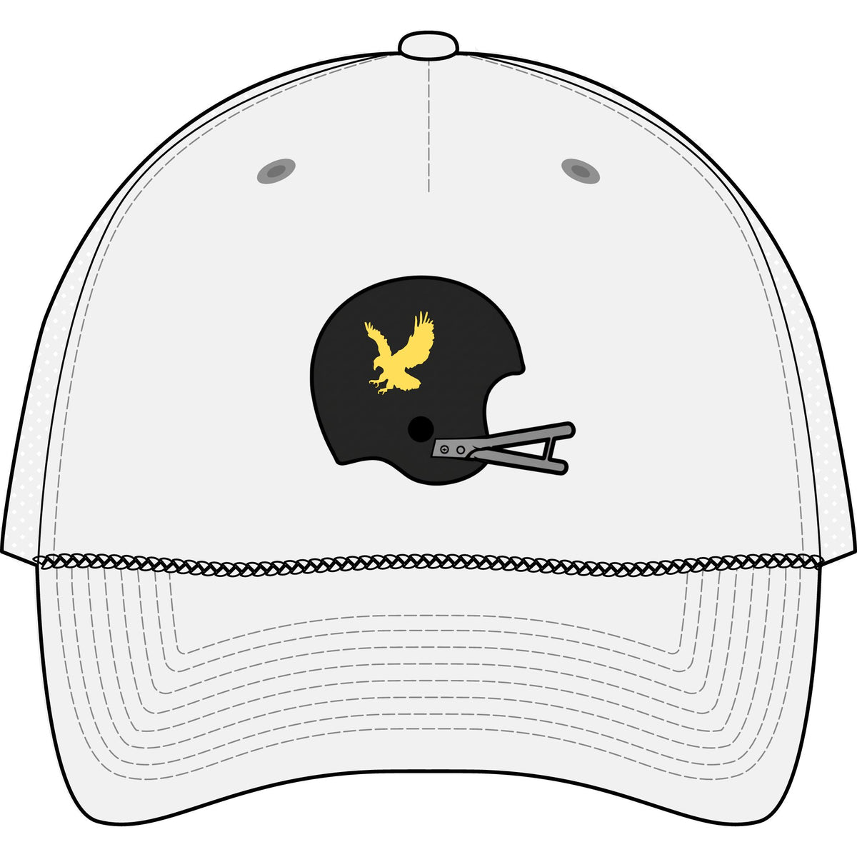 Black & Gold Helmet- Five-Panel Trucker Rope Cap