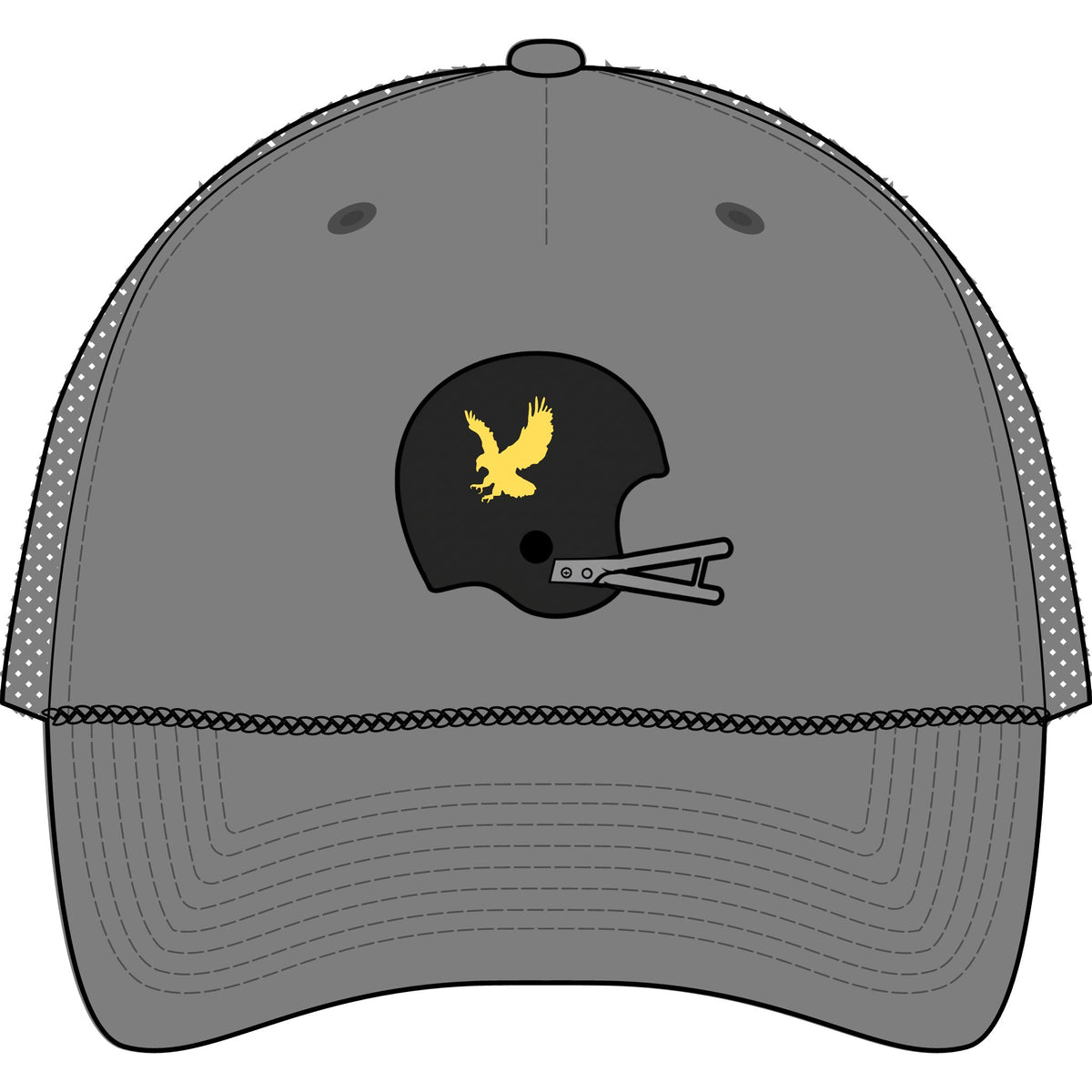 Black & Gold Helmet- Five-Panel Trucker Rope Cap