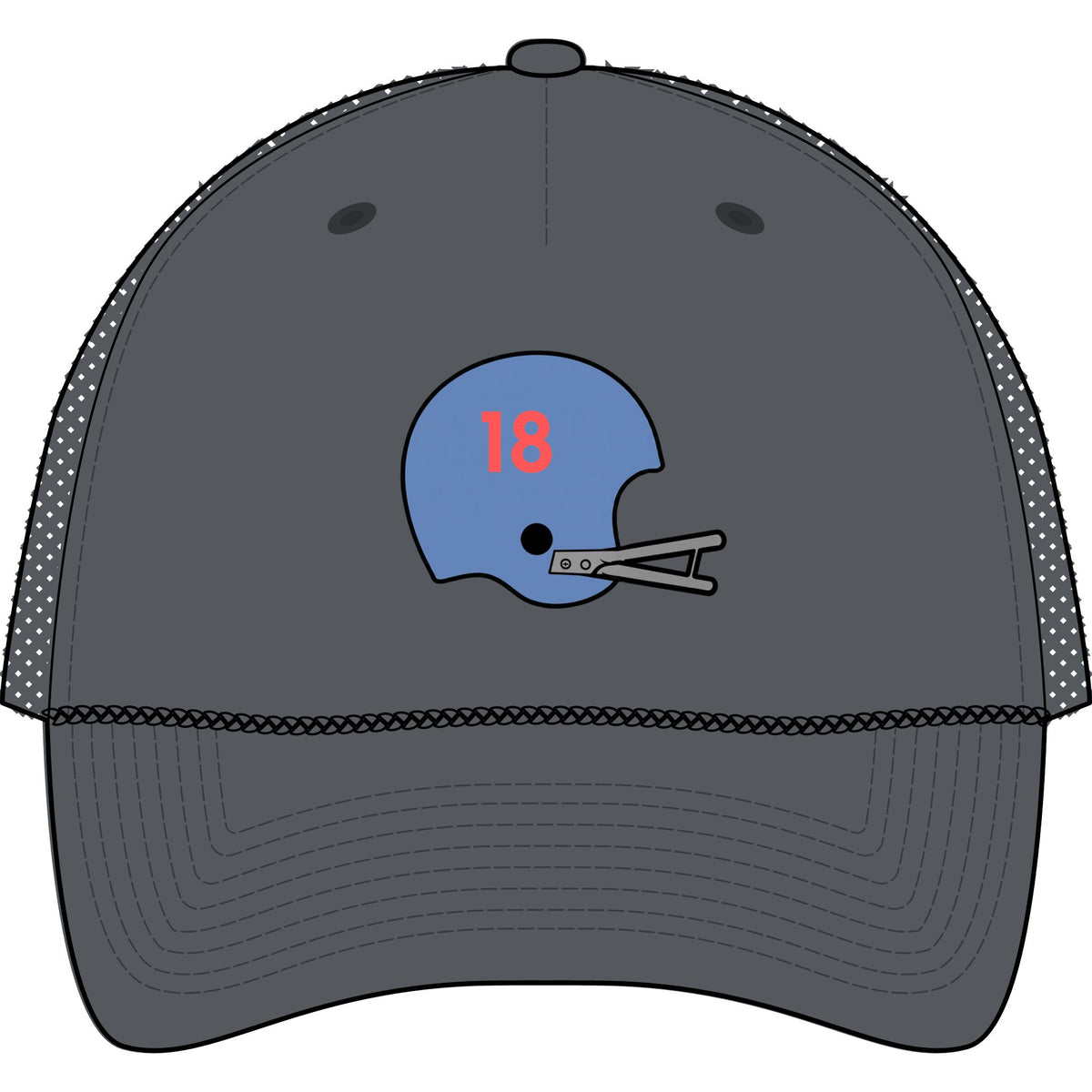 Miss. #18 Helmet- Five-Panel Trucker Rope Cap