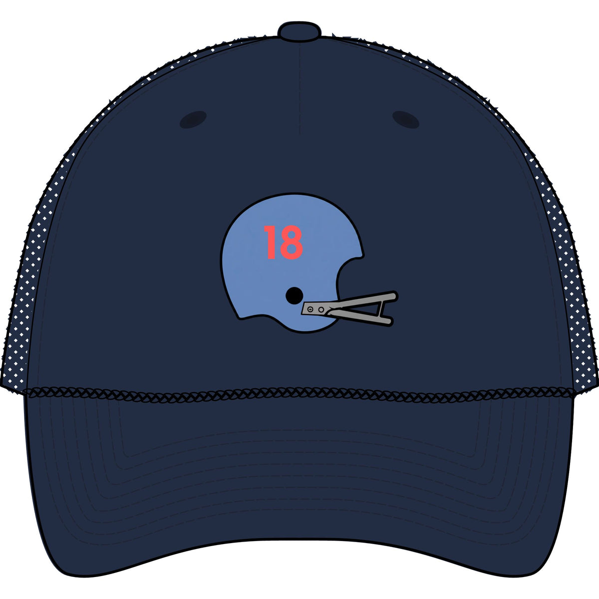 Miss. #18 Helmet- Five-Panel Trucker Rope Cap
