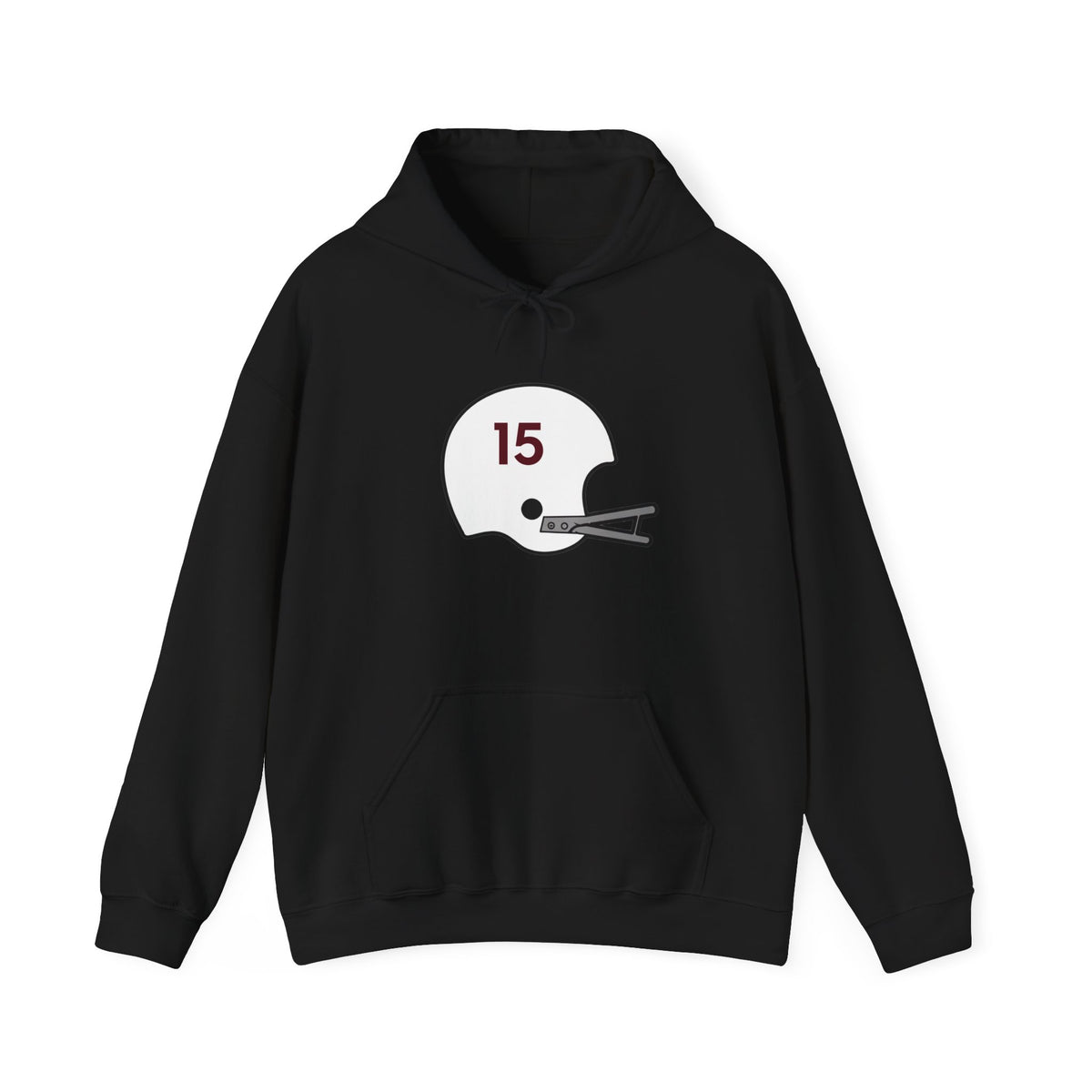 Maroon & White #15 Football Hoodie — College Team Fan Pullover