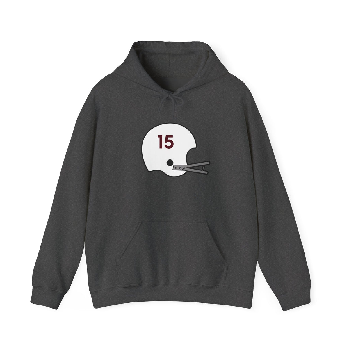 Maroon & White #15 Football Hoodie — College Team Fan Pullover