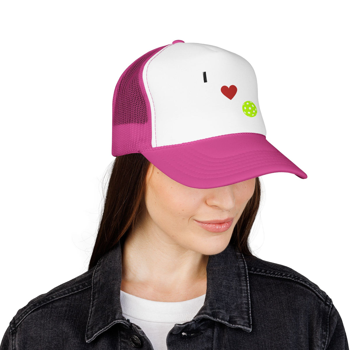 I Love Pickleball Foam Trucker Hat