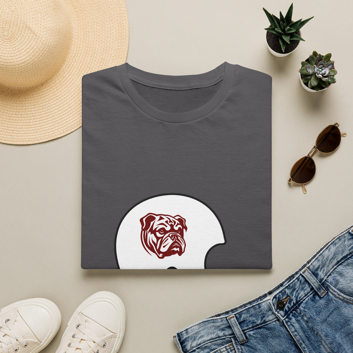 Maroon & White Vintage Helmet- Bulldog White