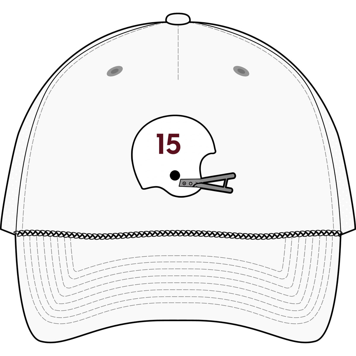 Maroon & White- Five-Panel Trucker Rope Cap