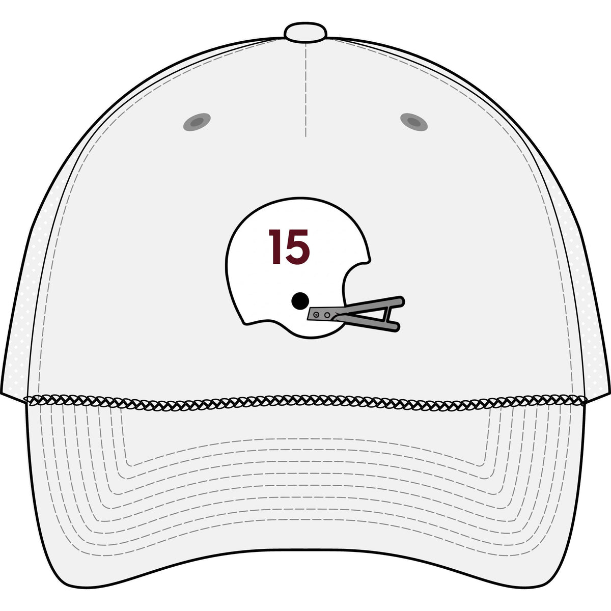 Maroon & White- Five-Panel Trucker Rope Cap