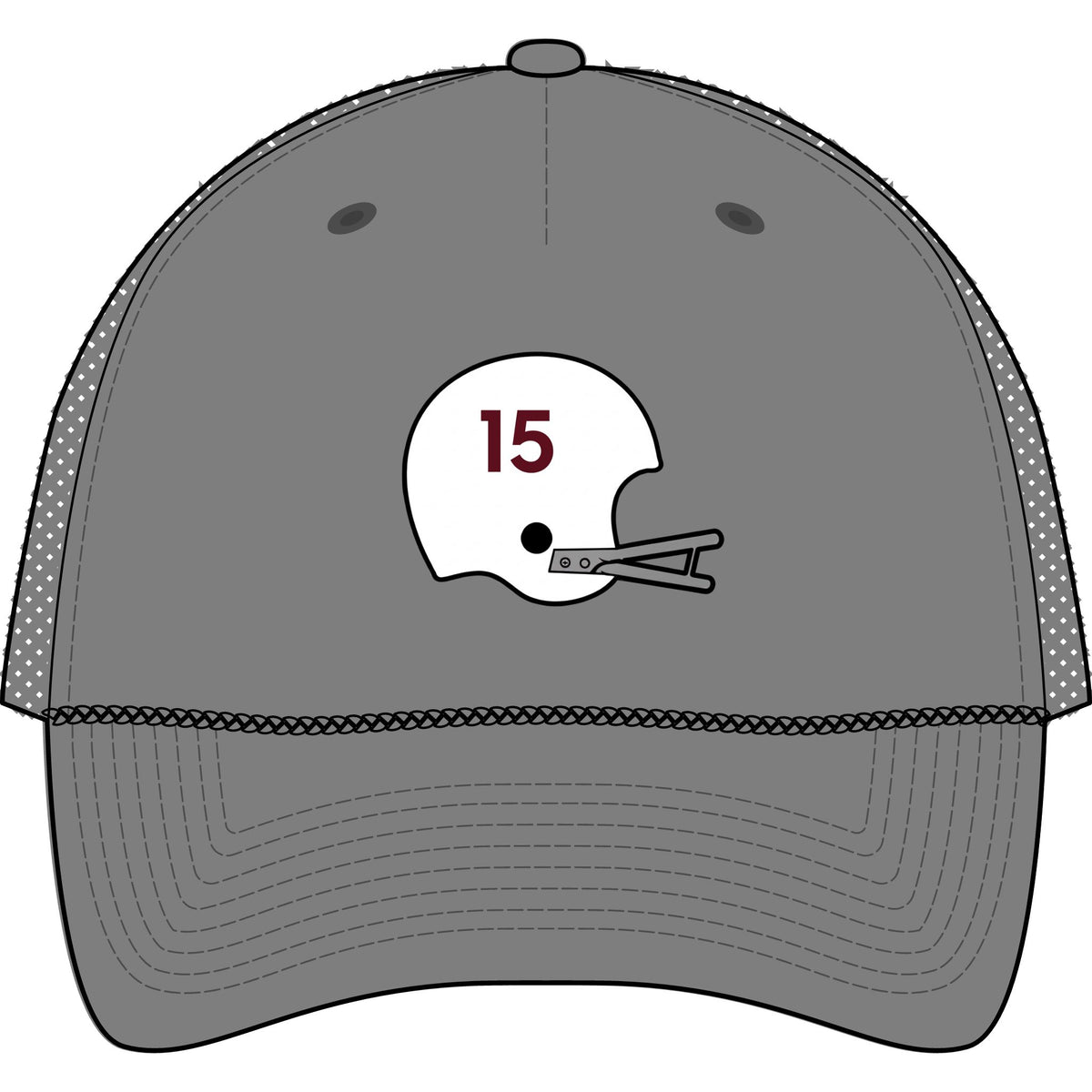 Maroon & White- Five-Panel Trucker Rope Cap