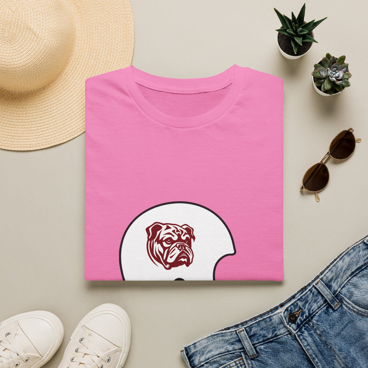 Maroon & White Vintage Helmet- Bulldog White