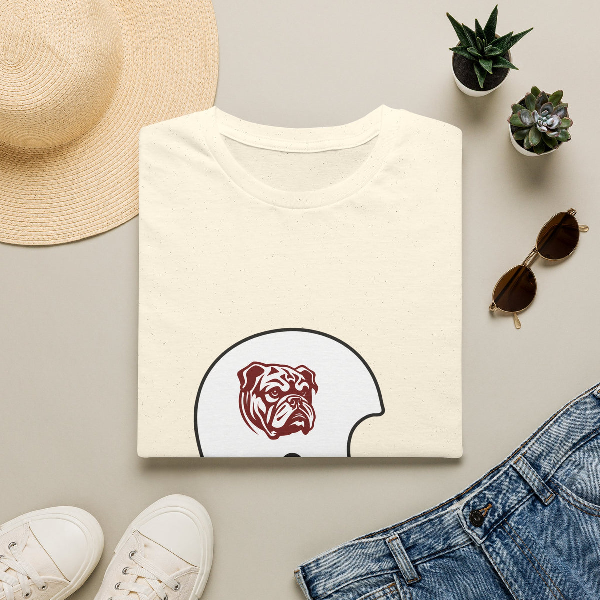 Maroon & White Vintage Helmet- Bulldog White