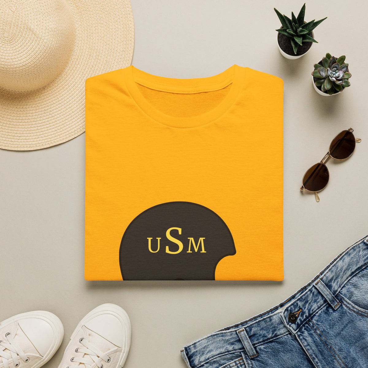 Black & Gold Vintage Helmet T-Shirt