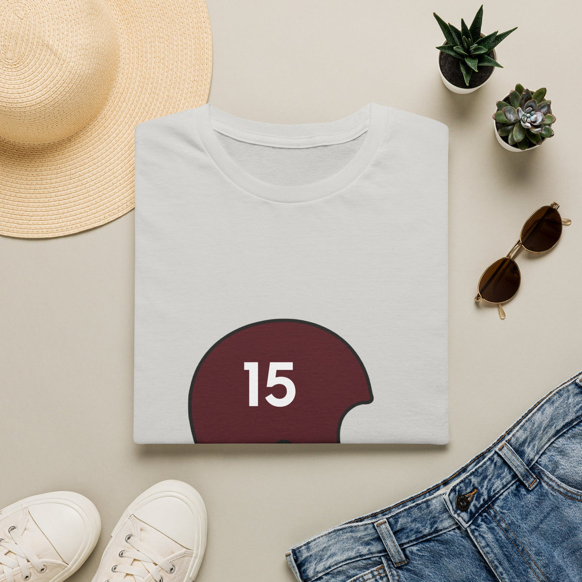 Maroon & White Vintage Helmet- #15