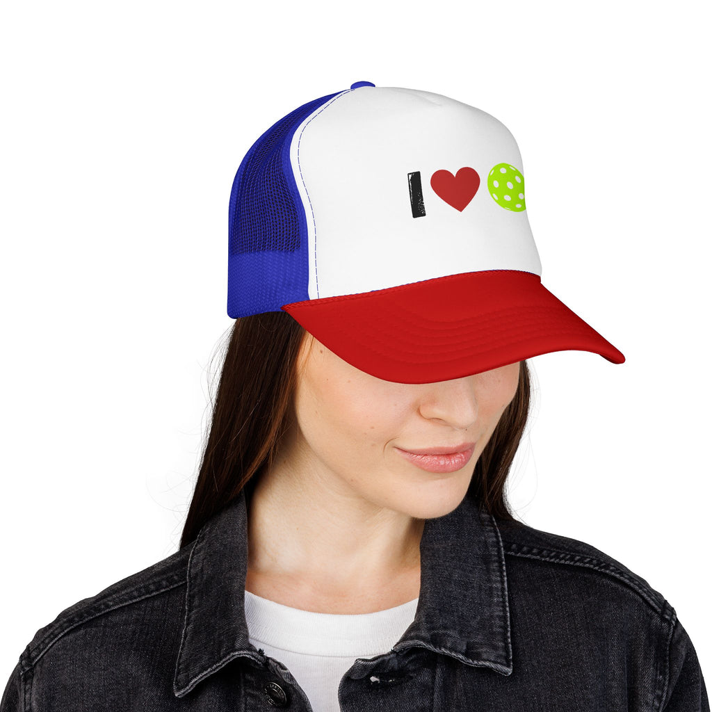 I Love Pickleball Foam Trucker Hat