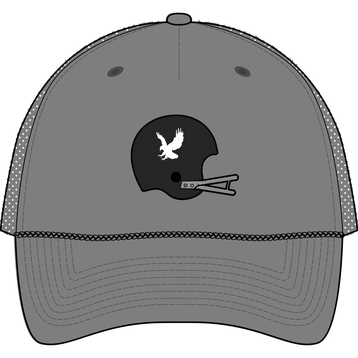 Black & Gold Helmet- Five-Panel Trucker Rope Cap