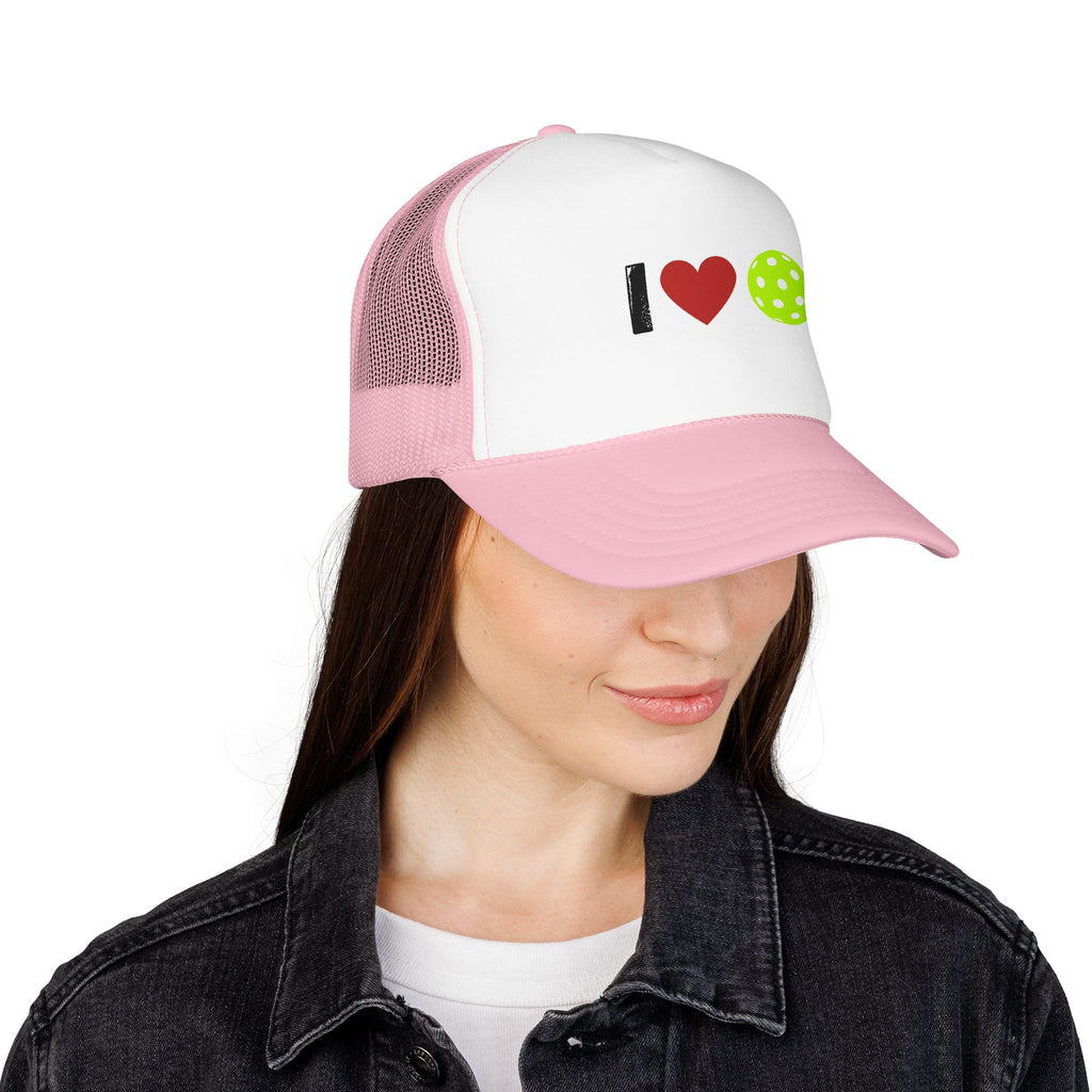 I Love Pickleball Foam Trucker Hat