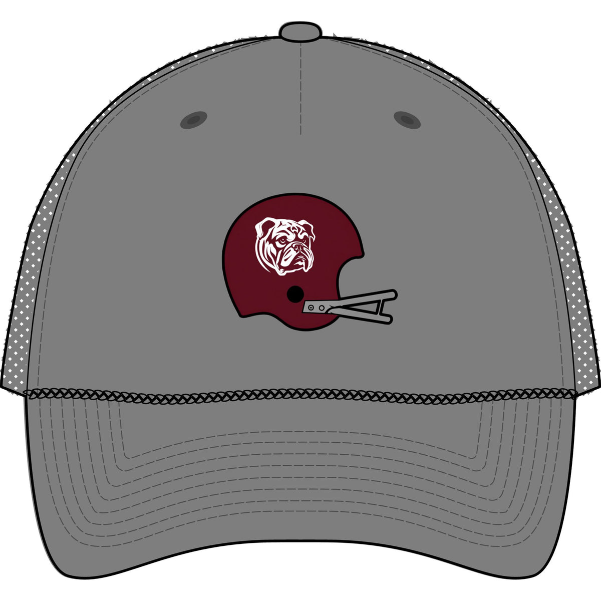 Maroon & White Helmet- Five-Panel Trucker Rope Cap