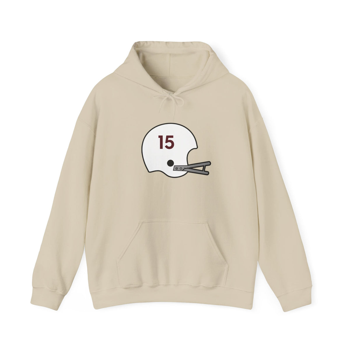 Maroon & White #15 Football Hoodie — College Team Fan Pullover