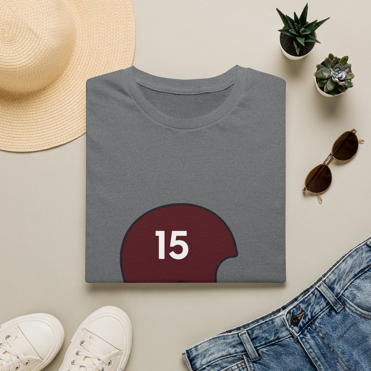 Maroon & White Vintage Helmet- #15