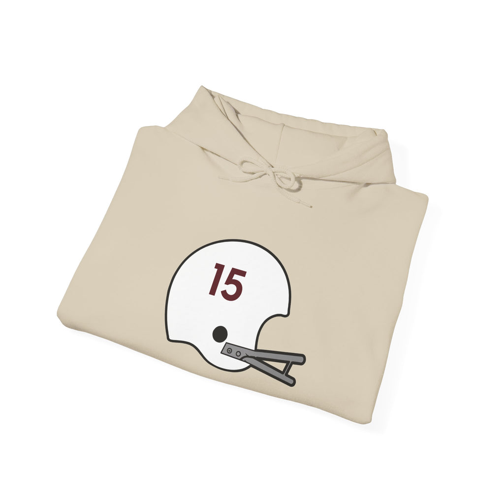Maroon & White #15 Football Hoodie — College Team Fan Pullover