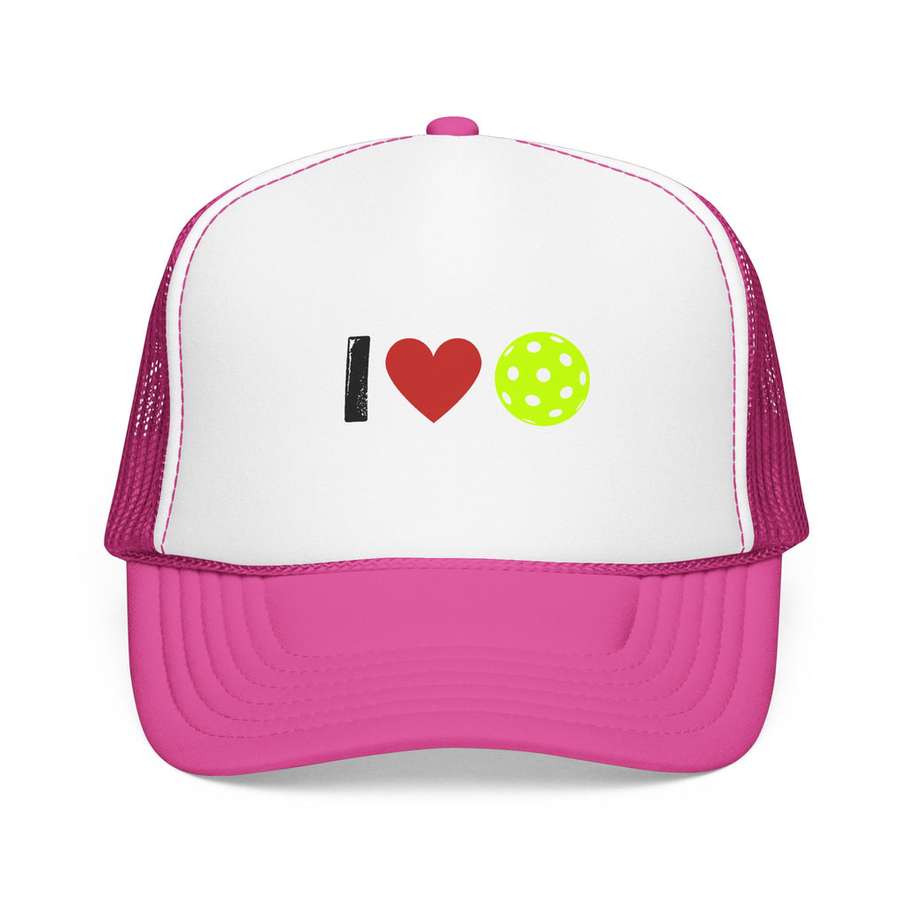 I Love Pickleball Foam Trucker Hat