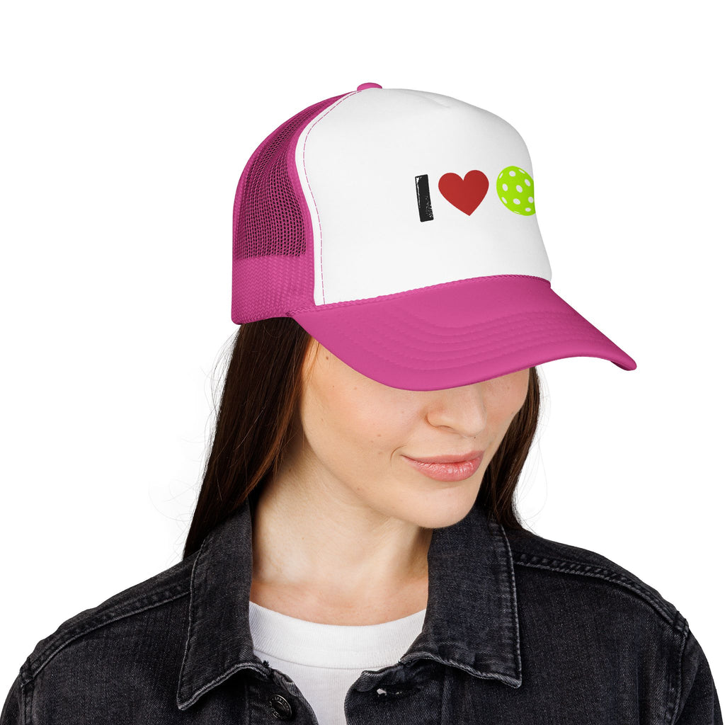 I Love Pickleball Foam Trucker Hat