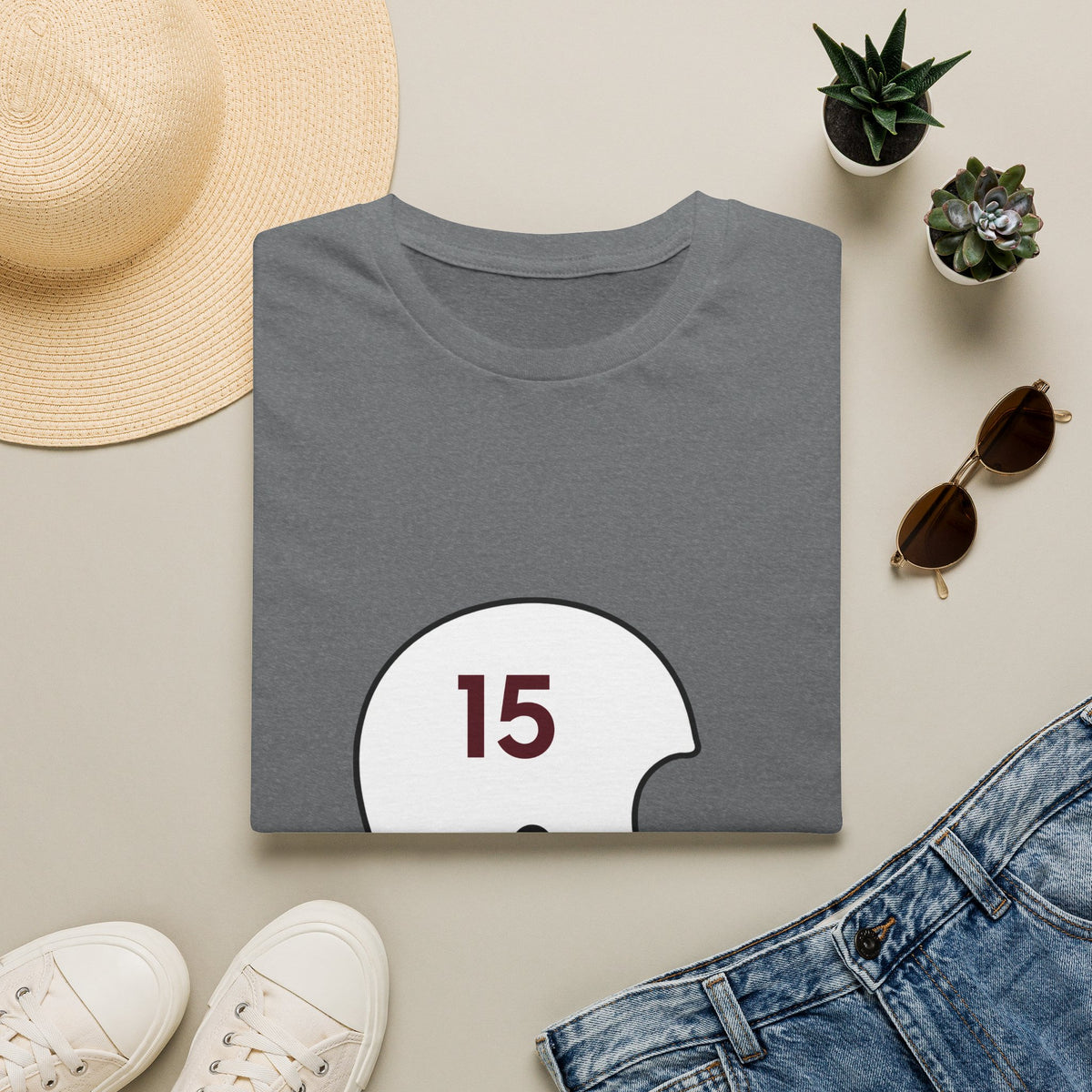 Maroon & White #15 Vintage Helmet- White