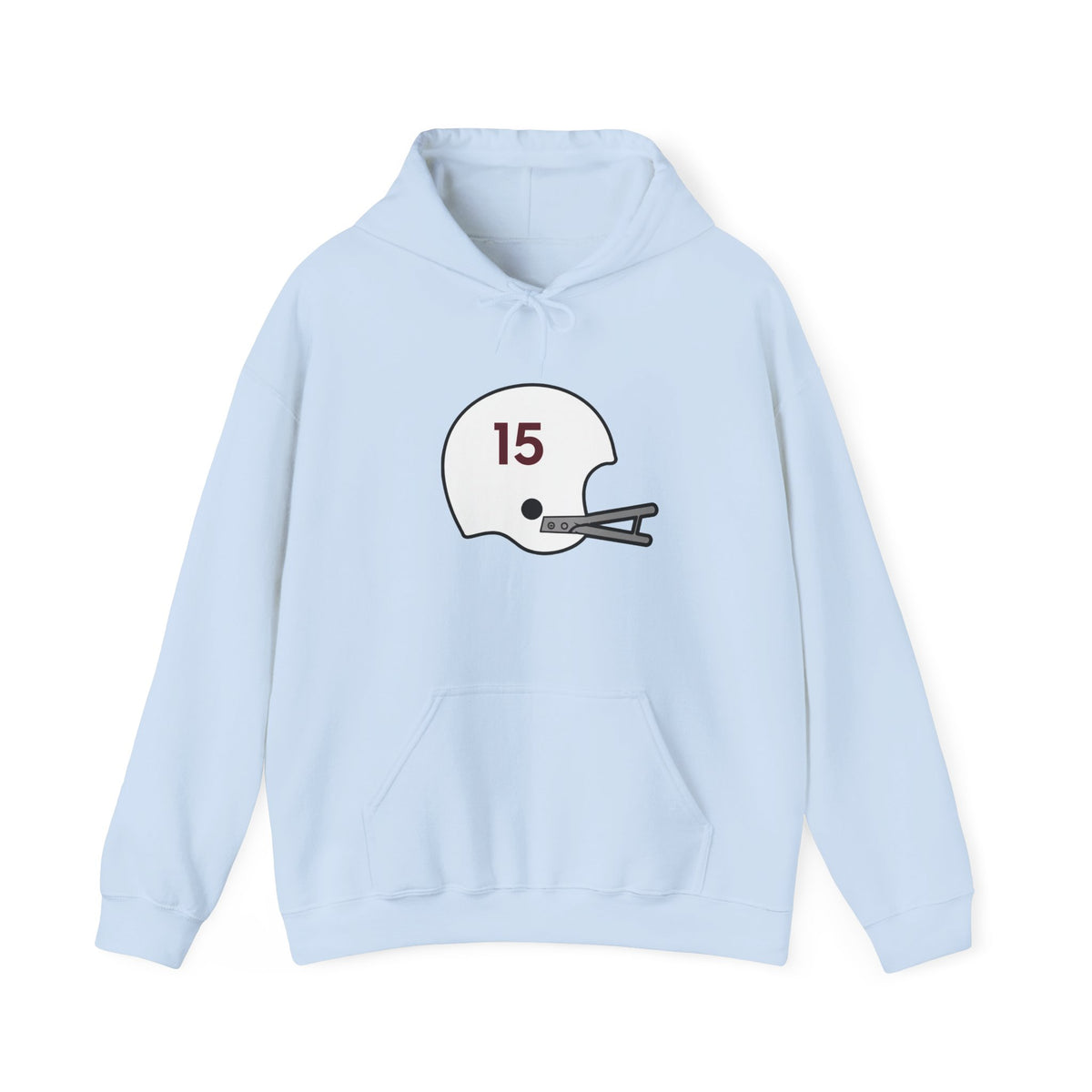 Maroon & White #15 Football Hoodie — College Team Fan Pullover