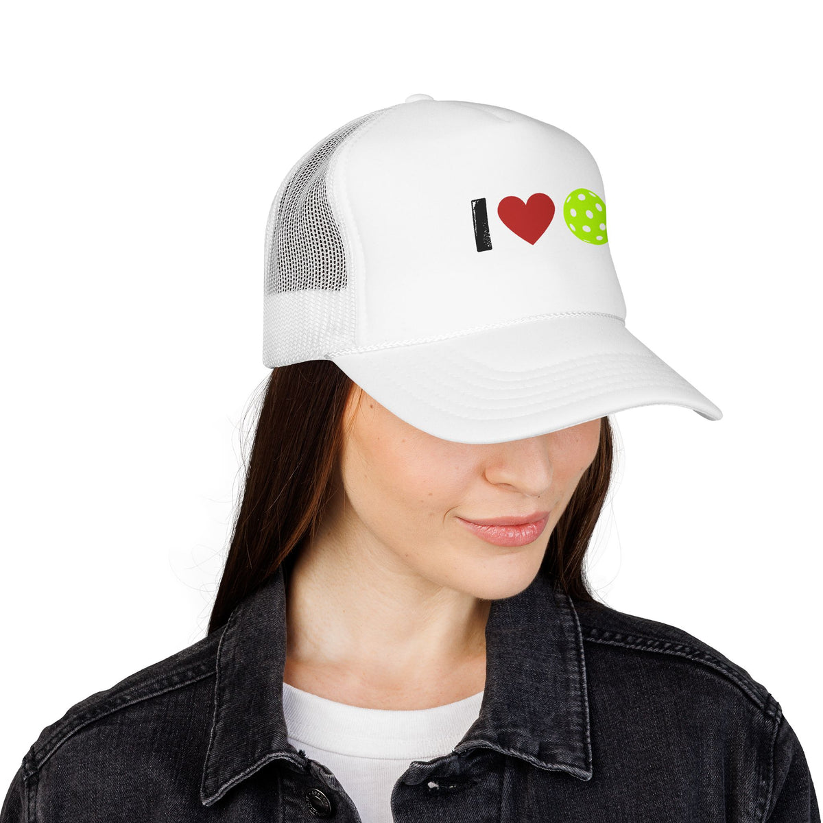 I Love Pickleball Foam Trucker Hat