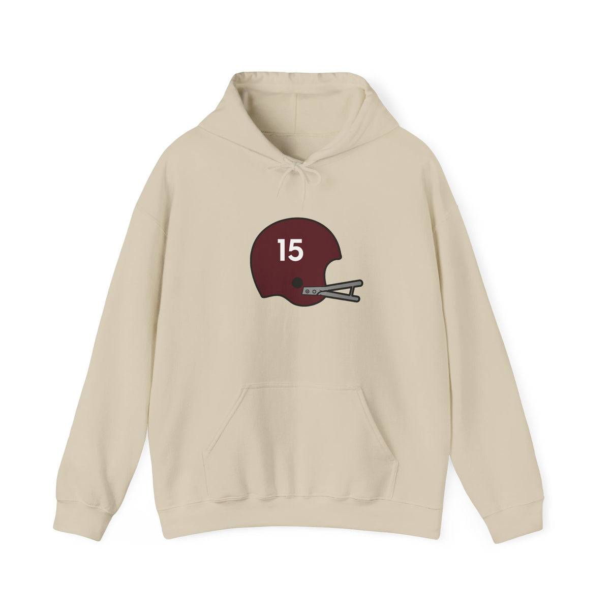 Maroon & White #15 Football Hoodie — College Team Fan Pullover
