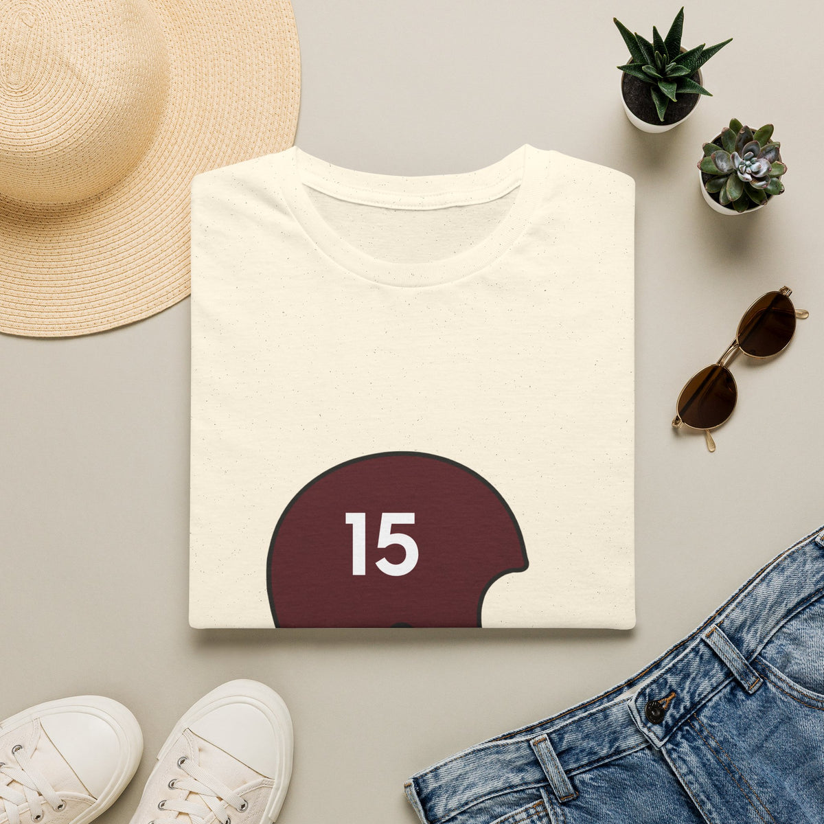 Maroon & White Vintage Helmet- #15