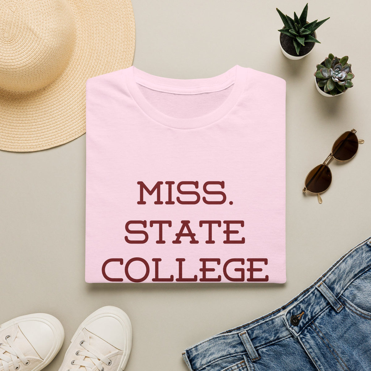 Maroon & White- Miss. State College Maroons T-Shirt